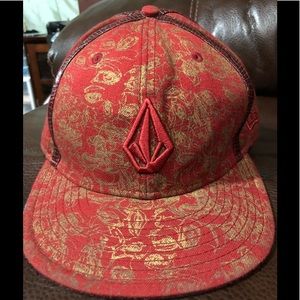 NewEra 59/50 Volcom Collab Maroon Snakeskin & Gold